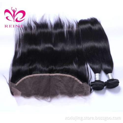 Overnight shipping straight peruvian hair virgin hair bundles with 13*4 frontal  Malaysian Straight Hair